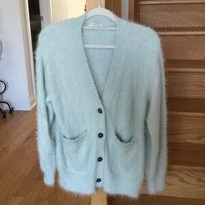 Freak’s Store Light Aqua Soft & Fuzzy Button-Front Women's Cardigan Sweater